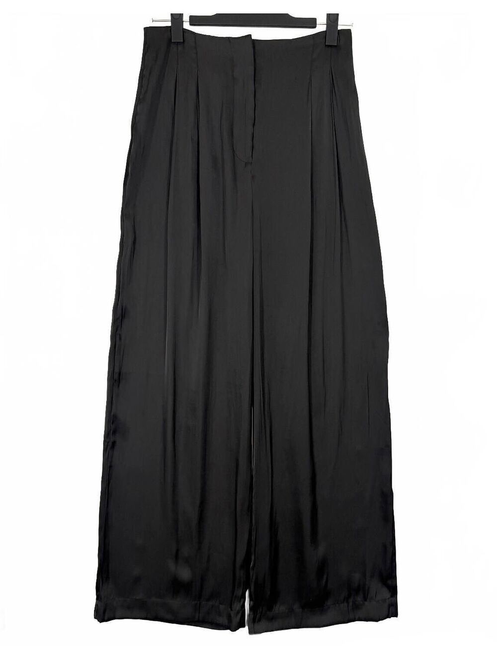 Z Supply Lisse Pleated Satin High Rise Wide Leg Pants Black NWT Women's Medium
